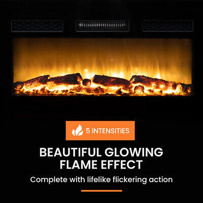 100cm Electric Heater Fireplace Wall Mounted Flame Effect Remote Indoor