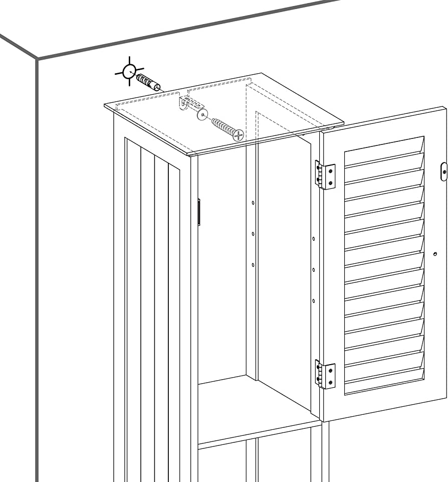 Bathroom Cabinet Tall Cabinet with 2 Slat Doors Storage Cabinet with Drawer Removable X-Shaped Shelf 32 x 30 x 170 cm Scandinavian Style White