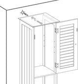 Bathroom Cabinet Tall Cabinet with 2 Slat Doors Storage Cabinet with Drawer Removable X-Shaped Shelf 32 x 30 x 170 cm Scandinavian Style White