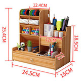 Wooden Desktop Drawers Desk Storage Pencil Holder Organizer with 13 Compartments