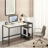 Computer Desk With 2 Tier Shelves Home Office Writing Study Table White Bl