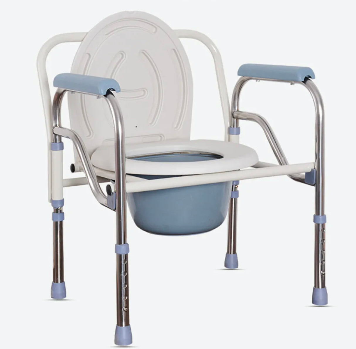 Shower Commode Foldable Bathroom Stainless Adjustable Bedside Toilet Chair