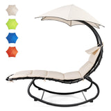 Hammock Chair Swing Lounger Chaise Outdoor Daybed w/ Pillow Canopy Stand Cushion