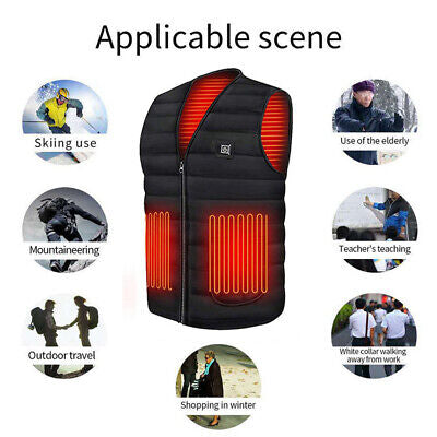 Electric Vest Heated Jacket USB Thermal Warm Heat Pad Winter Body Warmer Unisex