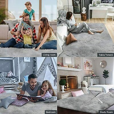 Soft Large Plush Floor Carpet Fluffy Area Rug Pad Mat Shaggy Bedroom Living Room