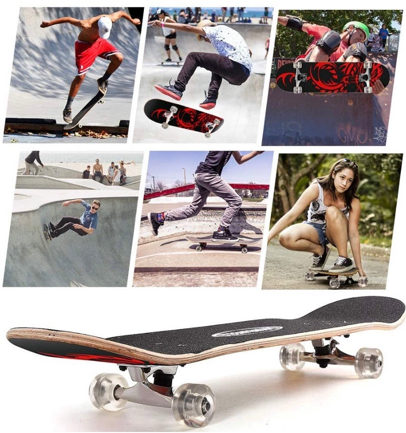 ChromeWheels 31 inch Skateboard Complete Longboard Double Kick Skate Board Cruiser 8 Layer Maple Deck for Extreme Sports and Outdoors