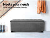 Artiss Storage Ottoman Blanket Box Footstool Chest Fabric Grey