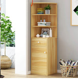 Vision Stylish Wooden Corner Shelf Unit with Cabinet & Drawer (Oak)