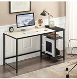 Computer Desk With 2 Tier Shelves Home Office Writing Study Table White Bl