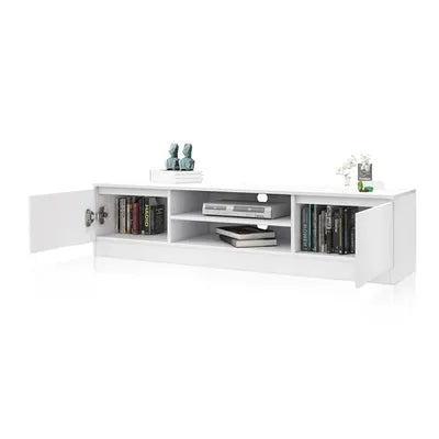 TV Stand Entertainment Unit 2 Doors Wooden Storage Cabinet Furniture - White