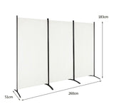 3-Panel Room Divider Folding Privacy Screen with Hinges Steel Base Wood