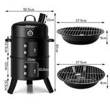 3in1 Charcoal BBQ Grill Smoker Roaster Fire Pit Picnic Camping Portable Outdoor