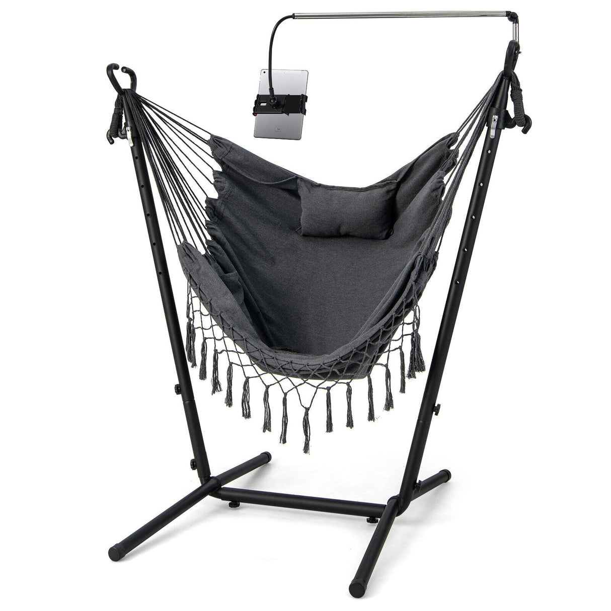 Hammock Chair with Stand Height Adjustable Hanging Chair Indoor & Outdoor Gray