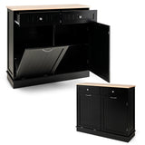 Kitchen Storage Cabinet Buffet Sideboard Versatile Organizer w/Trash Bin