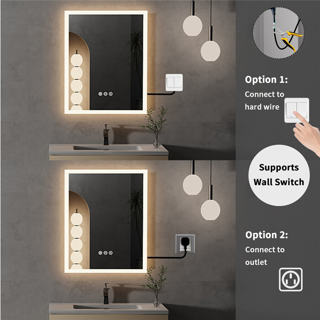 Smart Dimmble LED Bathroom Mirror Save Energy Antifog Waterproof Makeup Mirror