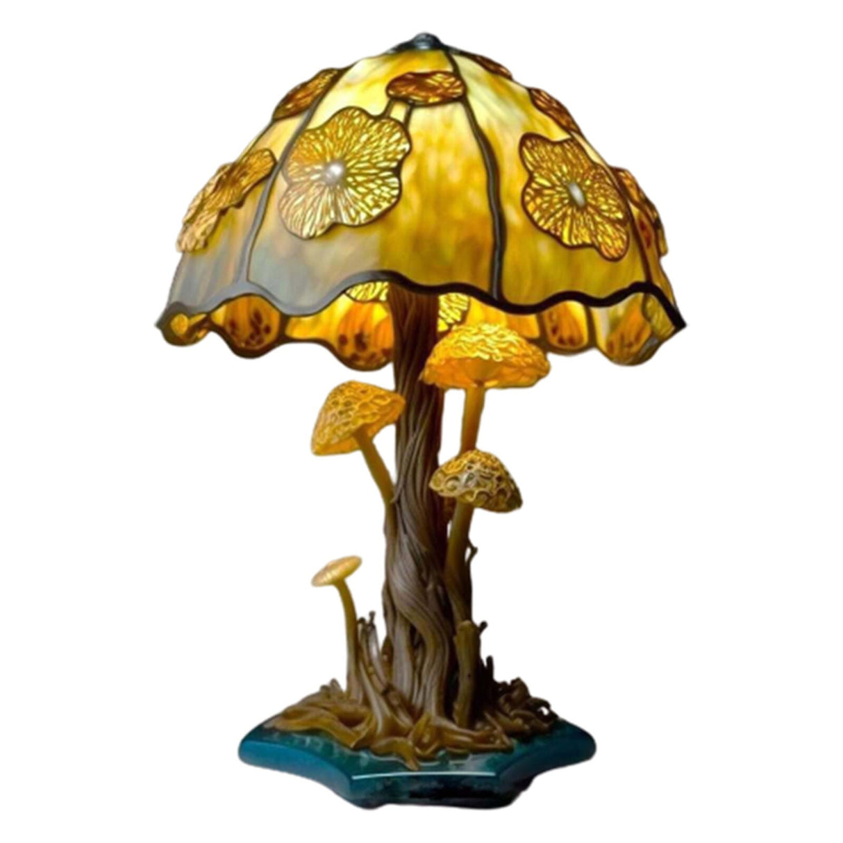 Painting Glass Mushroom Table Lamps Bohemian Resin Table Lamp Night Light Decor