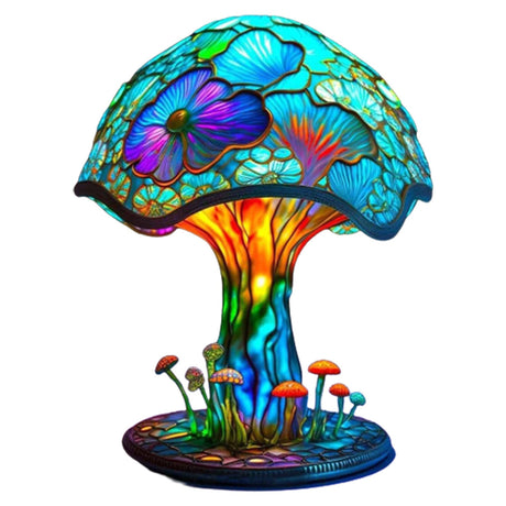 Painting Glass Mushroom Table Lamps Bohemian Resin Table Lamp Night Light Decor