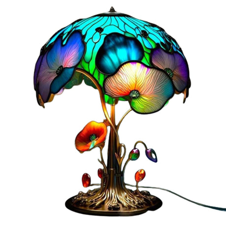 Painting Glass Mushroom Table Lamps Bohemian Resin Table Lamp Night Light Decor