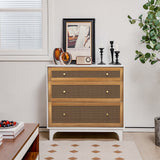 Modern 3-Drawer Dresser with Anti-toppling Device White & Brown