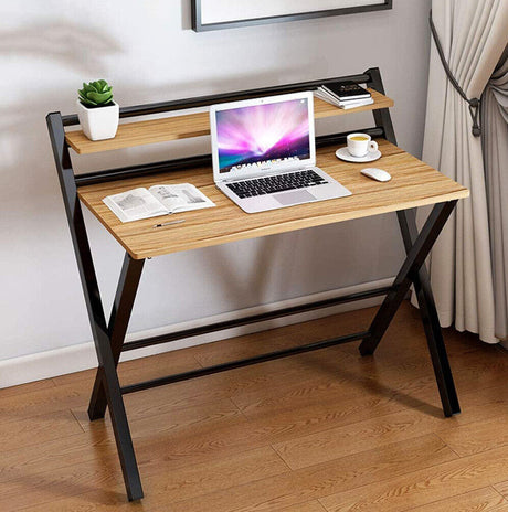 Express Folding Desk with Shelf (Oak)