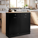 Kitchen Storage Cabinet Buffet Sideboard Versatile Organizer w/Trash Bin