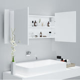 Bathroom Mirrored Cabinet With LED Light Wall Vanity Storage Organizer Furniture