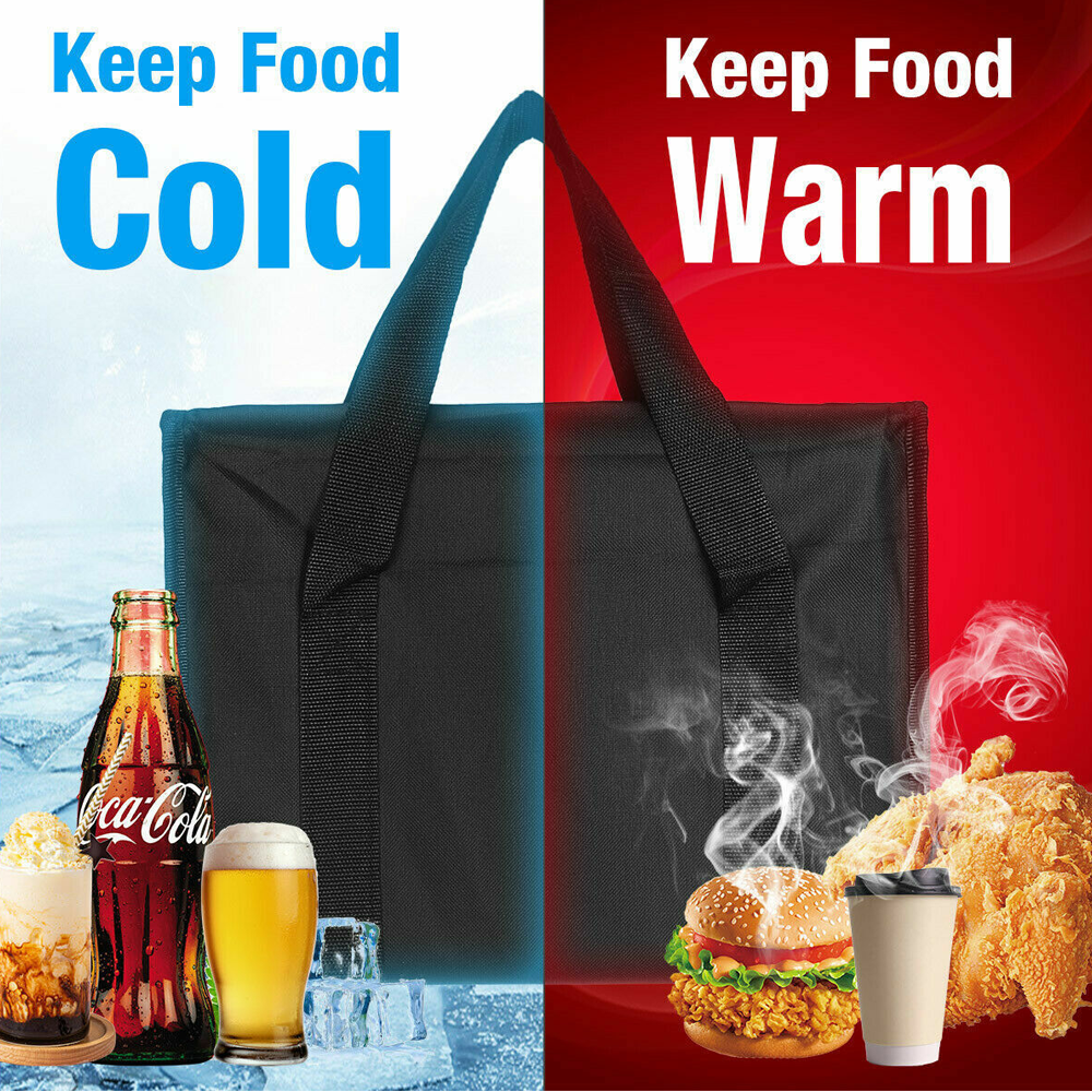 Food Delivery insulated Bags Pizza Takeaway Thermal Warm/Cold Bag Black AU