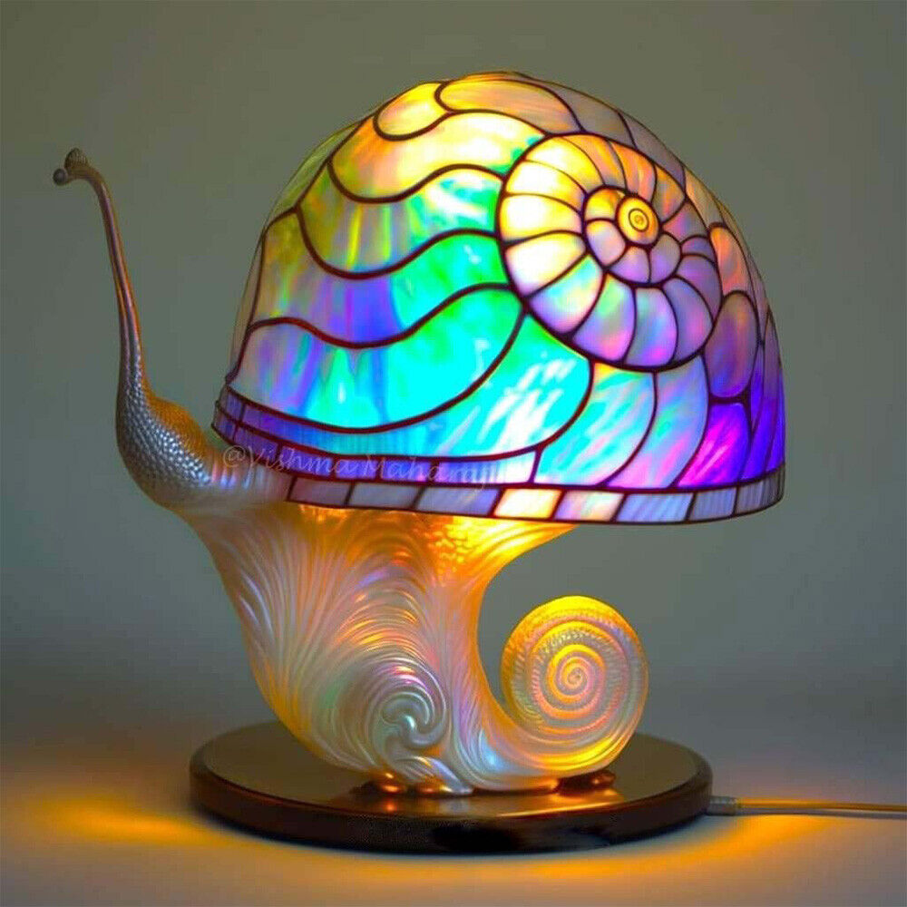 Painting Glass Mushroom Table Lamps Bohemian Resin Table Lamp Night Light Decor