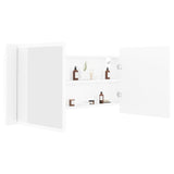 Bathroom Mirrored Cabinet With LED Light Wall Vanity Storage Organizer Furniture