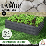 Garden Bed Planter Coated Steel Beds 120x90x30cm Rectangular Veggies x2