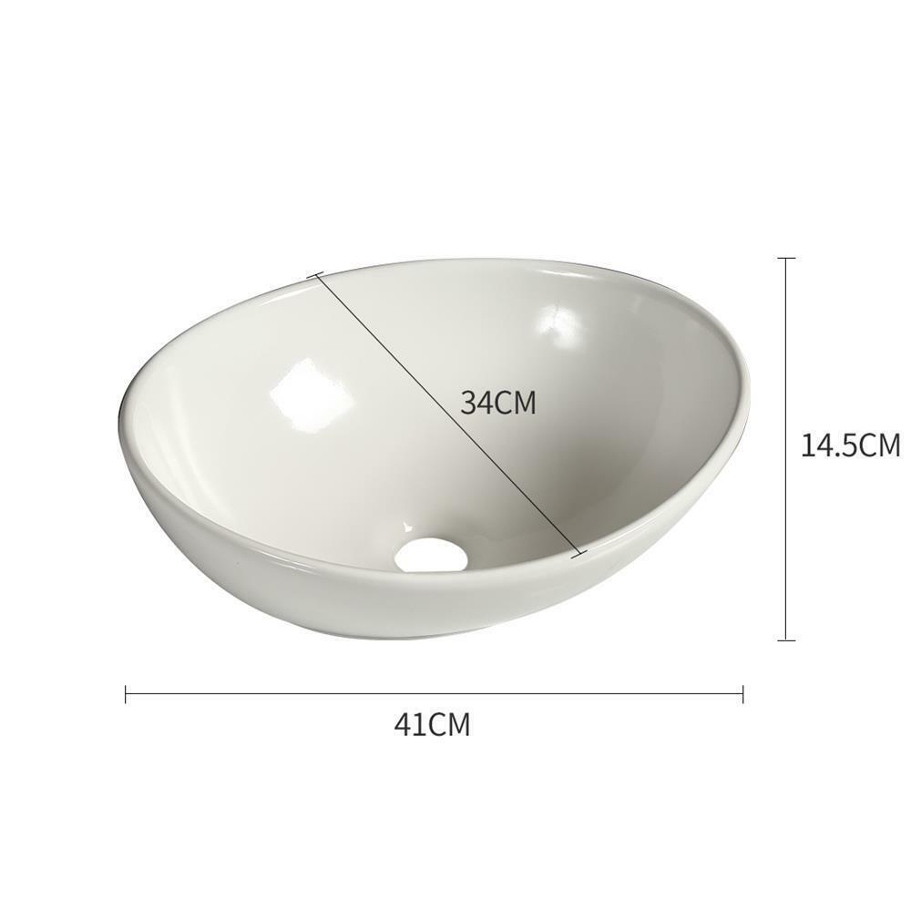 Ceramic Oval Basin Hand Wash Bowl Bathroom Sink Gloss Counter Top Vanity