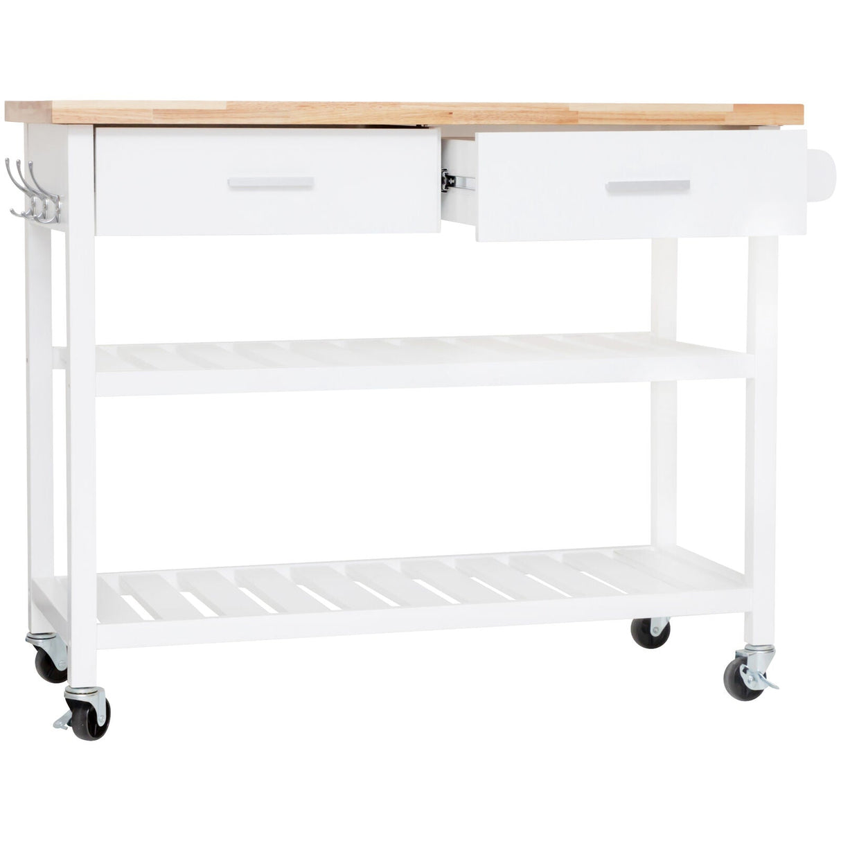 Kitchen Island Trolley With Open Shelves - White