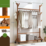 Portable Clothes Rack Coat Garment Stand Bamboo Rail Hanger Airer Closet - Wood