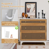 Modern 3-Drawer Dresser with Anti-toppling Device White & Brown