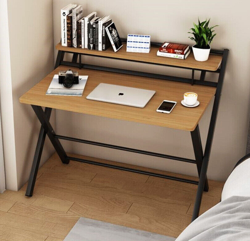 Express Folding Desk with Shelf (Oak)