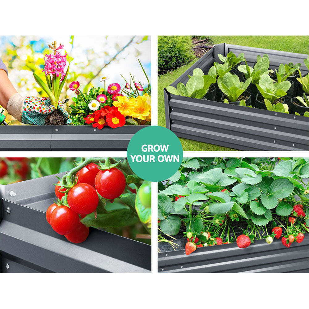 Galvanised Raised Garden Bed Steel Instant Planter 180x90x30CM