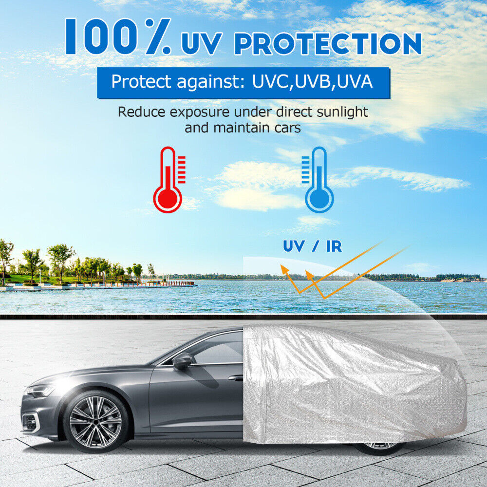 6 Layer Car Cover Waterproof Aluminum UV Dust Hail Resitant Universal 4 Size