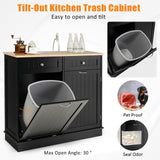 Kitchen Storage Cabinet Buffet Sideboard Versatile Organizer w/Trash Bin