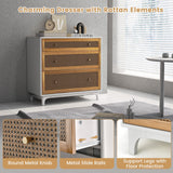 Modern 3-Drawer Dresser with Anti-toppling Device White & Brown