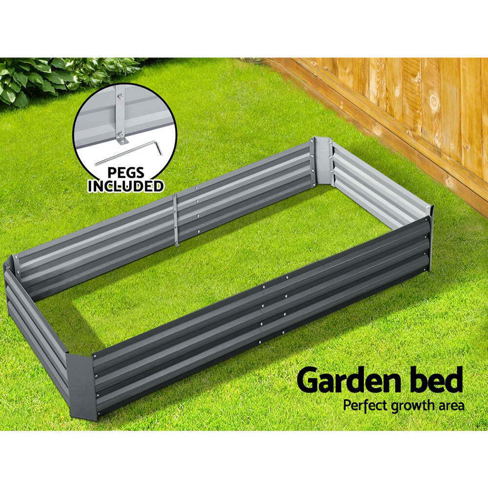 Galvanised Raised Garden Bed Steel Instant Planter 180x90x30CM