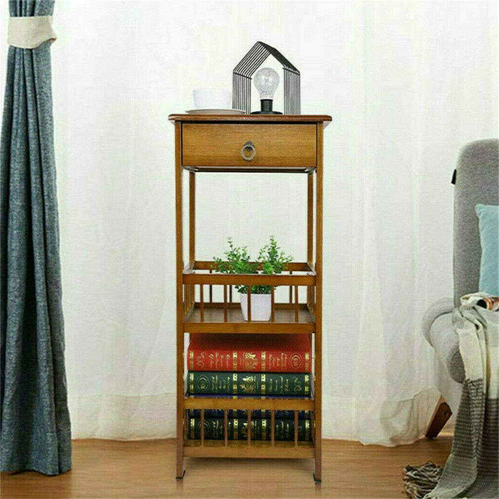 Industrial Retro Side Plant Table Solid Wood Telephone/Photo/Bedside/End Stand