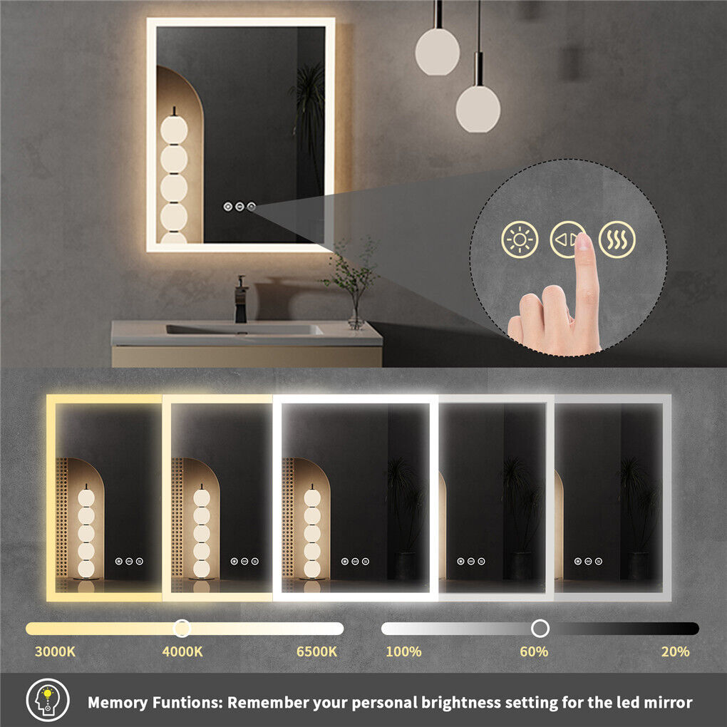 Smart Dimmble LED Bathroom Mirror Save Energy Antifog Waterproof Makeup Mirror