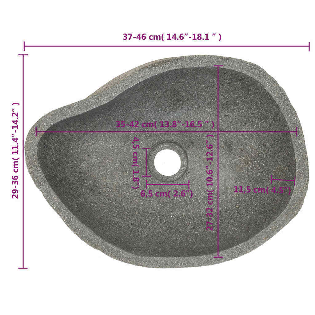 Basin River Stone Oval 37-46 cm