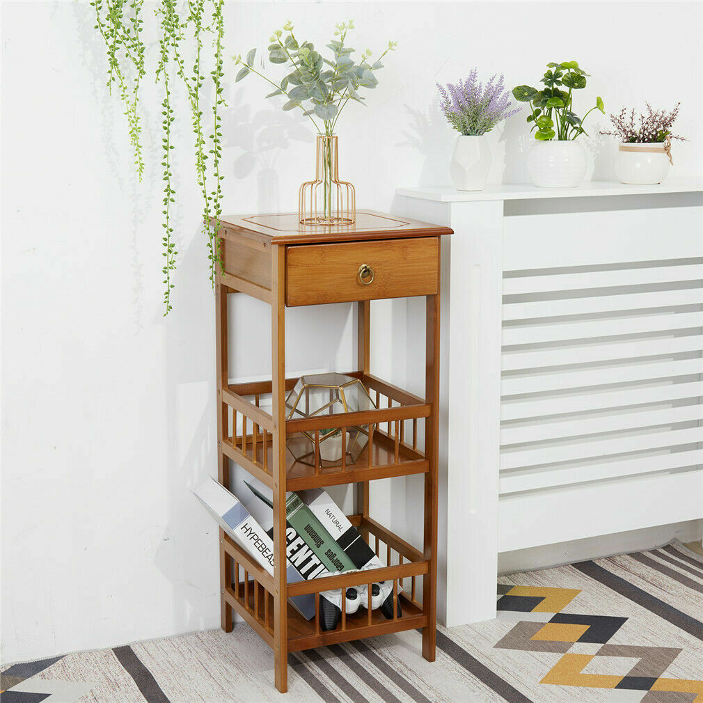 Industrial Retro Side Plant Table Solid Wood Telephone/Photo/Bedside/End Stand