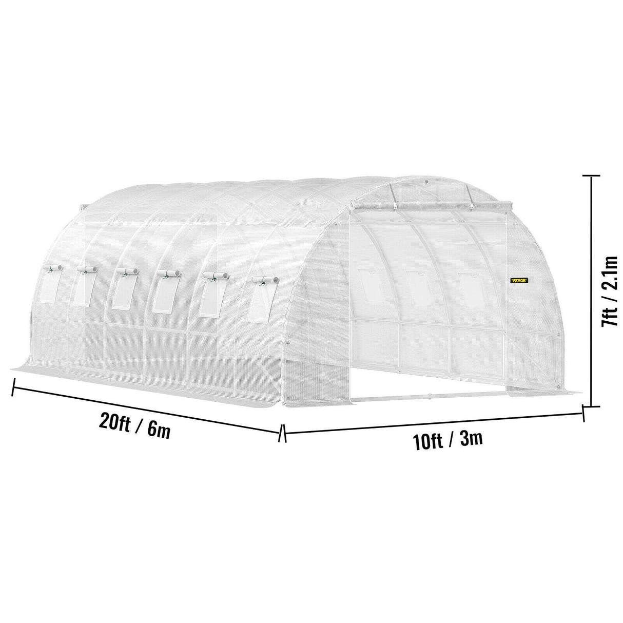 Walk-in Tunnel Greenhouse Galvanized Frame & Waterproof 20x10x7ft