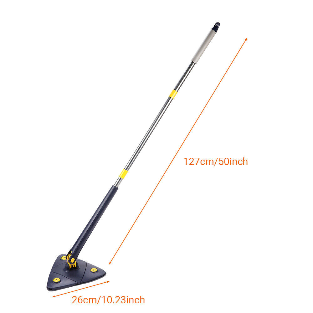 Rotatable Adjustable Cleaning Mop, 360ｰ Triangle Microfiber Mop with Long Handle, Wet and Dry Mop for Floor Cleaning Telescopic Spin Home Mop with 2 Replaceable Cloth