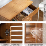 Wooden Bamboo Shoe Cabinet Shoe Rack Cupboard Pantry Shelf Organizer 5 T 63cm