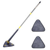 Rotatable Adjustable Cleaning Mop, 360ｰ Triangle Microfiber Mop with Long Handle, Wet and Dry Mop for Floor Cleaning Telescopic Spin Home Mop with 2 Replaceable Cloth