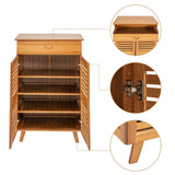 Wooden Bamboo Shoe Cabinet Shoe Rack Cupboard Pantry Shelf Organizer 5 T 63cm