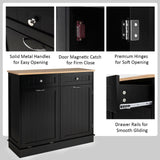 Kitchen Storage Cabinet Buffet Sideboard Versatile Organizer w/Trash Bin